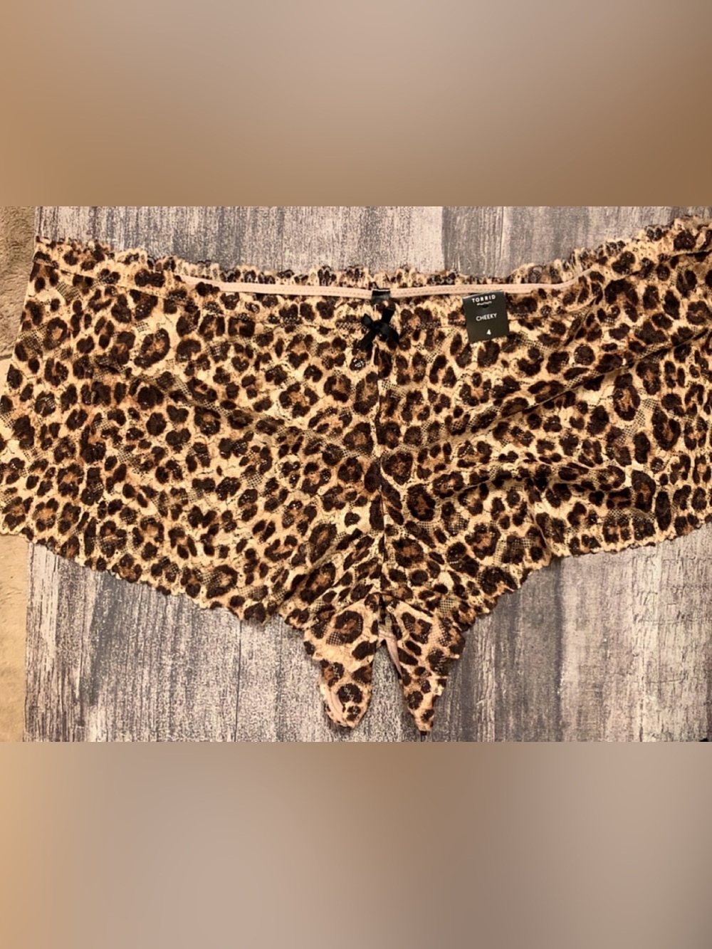 NWT Torrid Leopard Lace Cheeky Open Gusset Panty Size 4 4X